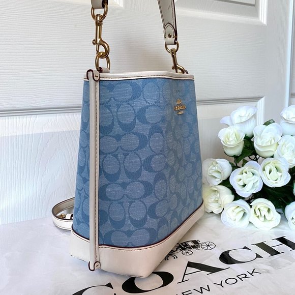 NWT Coach Mollie Bucket Bag 22 In Signature Chambray CA583 - Picture 5 of 12